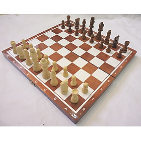 Bộ cờ vua gỗ đẹp - Bàn mầu hồng- nâu đỏ -có chữ số, chữ cái- kt 35-quân 7,5cm