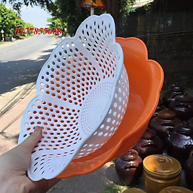 Mua Bộ thau rổ đựng hoa quả  rau hình bông hoa mai kích thước 30*15cm (có tách riêng rổ để dóc nước) tiện lợi cho gia đình
