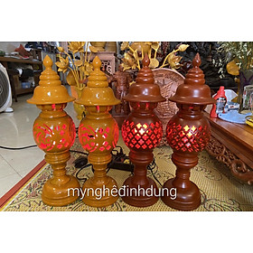 Mua Cặp đèn thờ bằng gỗ khắc chữ phúc lộc thọ kt cao 41cm