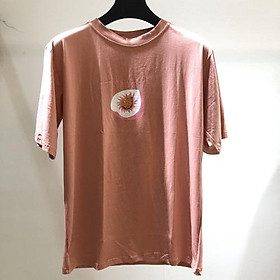 Áo Thun Nữ Cotton Cao Cấp In Quả Đào Hồng Phấn Cổ Tròn , Thoáng Mát, Co Giãn Thấm Mồ Hôi APQD16