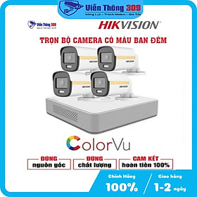 Bộ Camera Quan Sát Có Màu Ban Đêm Hikvision 4 Kênh Full HD 1080P - Trọn Bộ Đầy Đủ Phụ Kiện Lắp Đặt - Hàng chính hãng