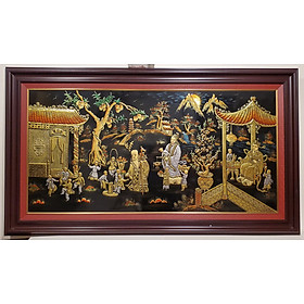 Mua TRANH SƠN MÀI ĐÁP NỔI THẾP VÀNG -PHÚC LỘC THỌ