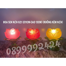 Mua ĐẾ NẾN HOA SEN LƯU LY  PHA LÊ THỜ CÚNG  TRANG TRÍ