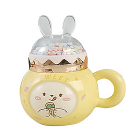 Creaive Bunny Ceramic Cup Morning Cup Drinks Tea Cup Cartoon Leakproof 400ml Coffee Mugs for Office Kitchen Thanksgiving Family