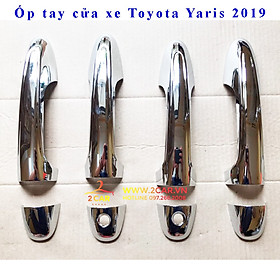 Ốp tay nắm, hõm cửa xe Toyota Yaris 2009 - 2010 2011 - 2019 2020 2021 2022 mạ crom cao cấp