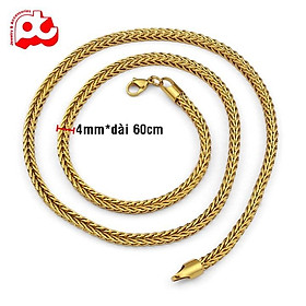 Dây Chuyền Nam Inox Vàng 4mm Đan Xoắn