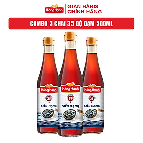 COMBO 3 chai Nước mắm truyền thống Phú Quốc Hồng Hạnh Siêu Hạng 35 độ đạm