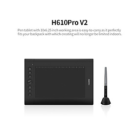 Bảng Vẽ Đồ Họa Điện Tử HUION H610PRO V2 USB Kèm Bút Vẽ Có Pin Huion - Đen