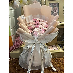 Mua Bó hoa sáp cao cấp mix hiện đại  to đẹp. Gói giấy xốp Hàn và lưới cứng siêu xinh