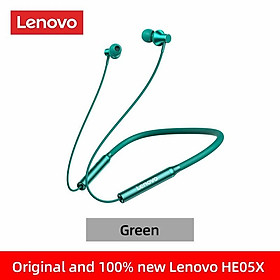 Tai Nghe Thể Thao Đeo Cổ Bluetooth Lenovo HE05X Chống Nước Âm Thanh HIFI Có Mic IPX5-Hàng chính hãng - green