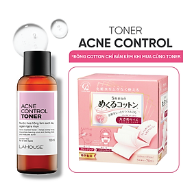 Bộ sản phẩm chăm sóc da LÁ HOUSE gồm Toner giúp ngăn ngừa mụn Acne Control,Bông tẩy trang