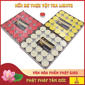 Nến bơ, sáp bơ thực vật an toàn cho sức khỏe không mùi, không khói TeaLight - 1 hộp 100 viên nhiều màu