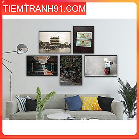 Tranh treo tường - Bộ 5 tranh canvas Bắc Âu hiện đại 14 , tranh canvas giá rẻ