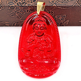 Mặt dây chuyền Phật Đại Nhật Như Lai thủy tinh đỏ size nhỏ 3.6cm MFBO5 - phật bản mệnh tuổi Mùi, Thân