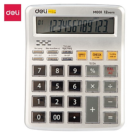 Máy Tính Nói 12 Số Deli - Phím Phủ Acrylic, Màn Hình Lcd - 1 Chiếc - EM00110