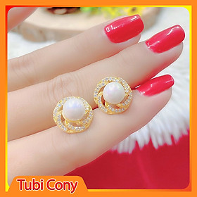 Bông tai nữ mạ vàng ngọc trai nhân tạo