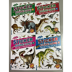 Sách - Combo 4c Sticker khủng long: Phát triển trí thông minh cho trẻ (8 trang sticker)