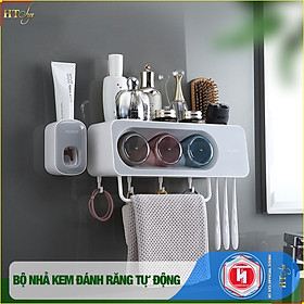Bộ dụng cụ nhả kem đánh răng tự động 234 cốc và giá treo bàn chải đa năng HT SYS-ECOCO-Chất liệu ABS cao cấp -  Hàng Nhập Khẩu  - Bộ 03 Cốc01E211201E19
