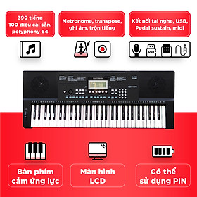 Đàn Organ điện tử/ Portable Keyboard - Kzm Kurtzman K200 - Perfect Starter keyboard - Màu đen (BL) - Hàng chính hãng