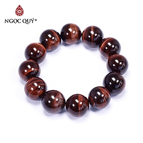 Vòng tay đá thạch anh mắt hổ nâu đỏ size hạt 18mm mệnh hỏa, thổ - Ngọc Quý Gemstones