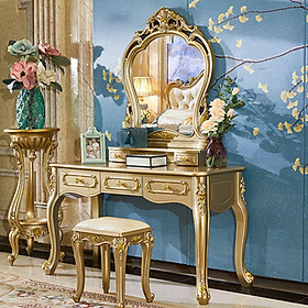 Mua Bộ bàn ghế trang điểm tân cổ điển vàng nhũ sang trọng  bàn phấn LUX-BAP17
