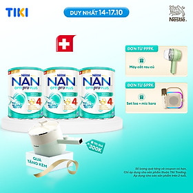 Bộ 3 lon Sữa bột NAN OPTIPRO PLUS 4 Nestle Bé 2-6 tuổi 800g/lon giúp tiêu hóa tốt (Bé 2-6 tuổi) - Tặng Nồi đa năng Gaabor