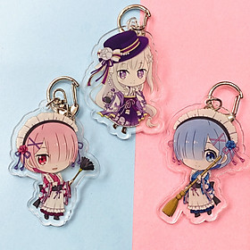 ( Mica trong acrylic ) Móc khóa Re:Zero Bắt đầu lại ở thế giới khác ver singles quà tặng xinh xắn dễ thương chibi anime (MẪU GIAO NGẪU NHIÊN)