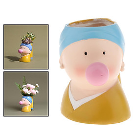 Resin Head Design Succulents Plant Pot Cartoon Cactus Planter Indoor Outdoor, Many Styles to Choice