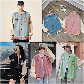 Áo khoác bomber unisex chất nhung form rộng Thêu phong cách ulzzang kèm video thật