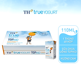 Hình ảnh Thùng 48 hộp sữa chua uống tiệt trùng TOPKID hương cam tự nhiên TH True Yogurt 110ml (110ml x 48)
