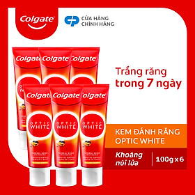 Bộ 6 kem đánh răng làm trắng sáng Colgate Optic White từ khoáng núi lửa Hàn Quốc 100g