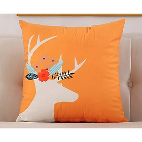 Mua Vỏ gối tựa lưng vải Nhung in 2 mặt Hình Nai Hươu Cao Cấp   Sang trọng ĐX021