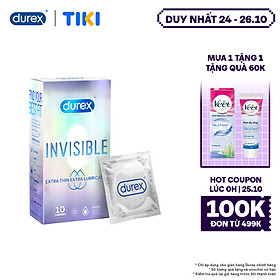 Bao cao su Durex Invisible Extra Thin Extra Lubricated 1 Hộp 10 Bao