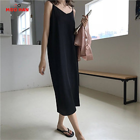Đầm Bigsize Nữ 2 Dây Dáng Suông Mặc Nhà Vải Lụa Trượt Dành Cho Giới Trẻ