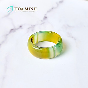 Nhẫn đá Mã Não vàng ngả xanh cốm VIP đẹp size lớn đường kính 19mm dày nhẫn 9 li big size nhẫn nam nhẫn nữ