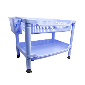 Kệ chén ly lớn 2 tầng 50 x 33 x 39 cm Chấn Thuận Thành úp chén bát, úp ly có kèm ống đũa - hàng Việt Nam chất lượng cao (KLT2T20) nhiều màu - Xanh dương