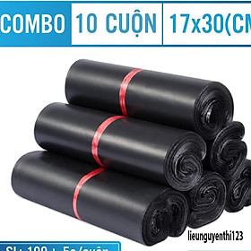 Mua Bao bì gói hàng niêm phong  10 CUỘN  17x30cm màu đen bịch nilong bao bì túi đựng vận chuyển hàng online