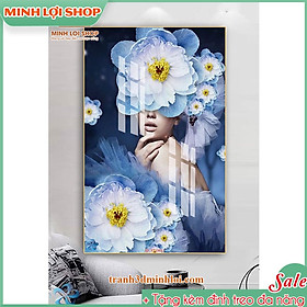 Tranh cô gái tráng gương pha lê hiện đại trang trí phòng khách,không gian tặng tân gia TẶNG KÈM ĐINH TREO GIRL010