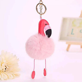 Móc khóa pom pom hình chim hồng hạc  Nhiều màu