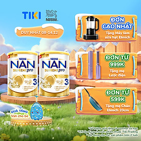 Bộ 2 Lon Sữa Bột Nestlé NAN SupremePro 3 với 5HMO giúp tăng đề kháng, đạm Gentle Optipro giúp dễ hấp thu & ngừa nguy cơ dị ứng (chàm sữa) - Tặng Vali cho bé (2-6 tuổi)