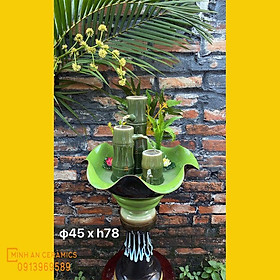 Mua Bát hoa thác nước phong thủy trúc bộ 3 gốm Minh An Bát Tràng cao 78cm cả đôn  đường kính 40cm