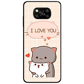 Ốp lưng dành cho Xiaomi Poco X3 mẫu Hai Chú Mèo Ôm I Love U