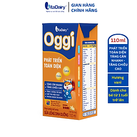 Sữa uống dinh dưỡng Oggi Phát triển toàn diện 110ml hương Vani giúp bé