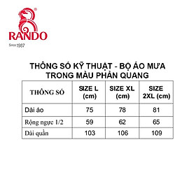 Áo Mưa Bộ RANDO Chính Hãng, Nhựa Trong Thời Trang, Siêu Nhẹ, Không Thấm Nước, Dành Cho Đi Phượt, Đi Xe Đạp