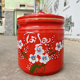 Mua Hũ gạo phong thủy Bát Tràng cao 27cm x ĐKM 26cm – Đỏ - Đựng khoảng 10 kí gạo