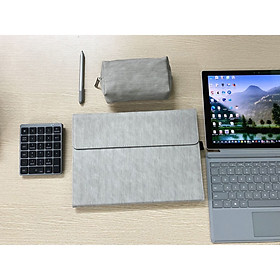 Set bao da, cặp da chống sốc, chống nước cho Microsoft Surface Pro 4, 5, 6, 7 kèm ví đựng sạc, chuột - Hàng chính hãng