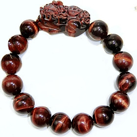 Vòng Tay Phong Thủy Mắt Hổ Tỳ Hưu Đỏ - Hợp Mệnh Hỏa, Thổ - Tặng Kèm Dây, Đá Dự Phòng