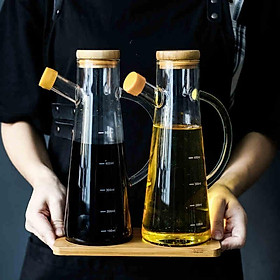 Mua (SẴN) Bình đựng gia vị  dầu ăn  nước mắm thủy tinh 500ml  có chia vạch - Thủy tinh chịu nhiệt k chì cao cấp xuất khẩu