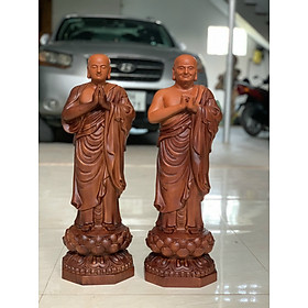 Mua Tượng phật a nan _ca diếp bằng gỗ hương đá tô làm mầu giả cổ kt cao 60×17×18cm