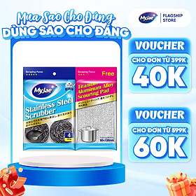 Mua SET 4 Miếng Búi Sắt Cọ Xoong Nồi KÈM Miếng Chà Nồi Đa Năng MyJae